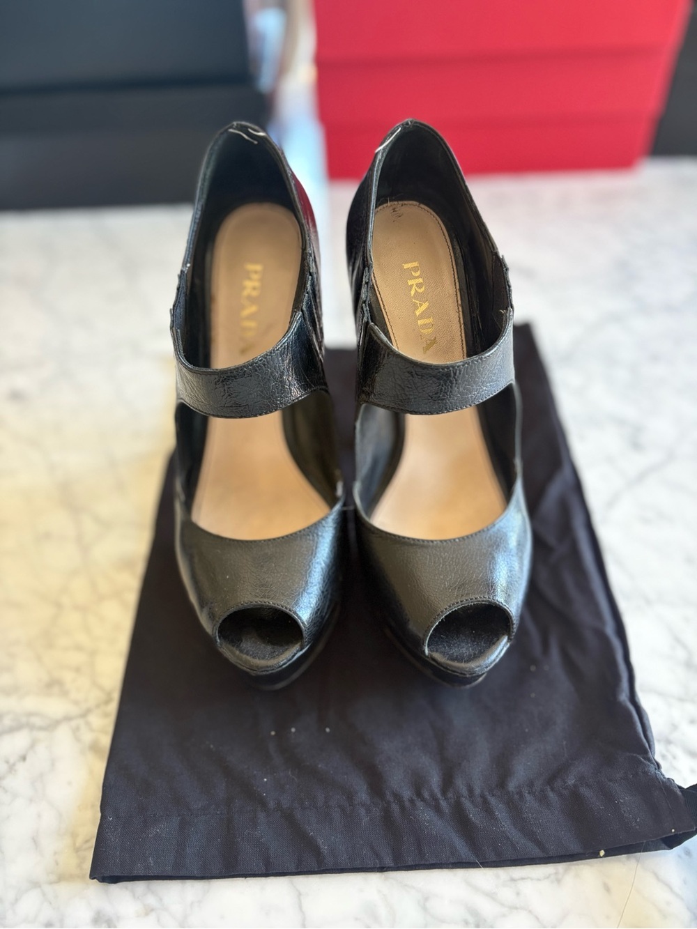 PRADA PEEP TOE PUMPS - Picture 2 of 4